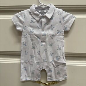 Kissy Kissy Bunny Short Playsuit Romper Blue 0–3M Pima Cotton NWT